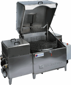 lid open X53/2 Series L103 Dual Stage Top Load Parts Washer with Rotary Basket