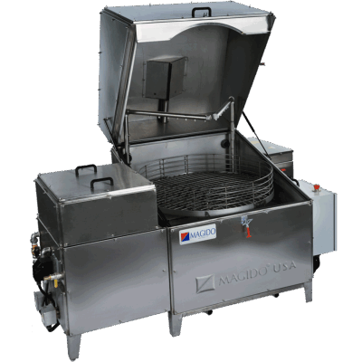 lid open X53/2 Series L103 Dual Stage Top Load Parts Washer with Rotary Basket