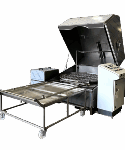 removable loading rack in front lid open X51/2 Series L153 top loading dual stage rotary jet-spray parts washer