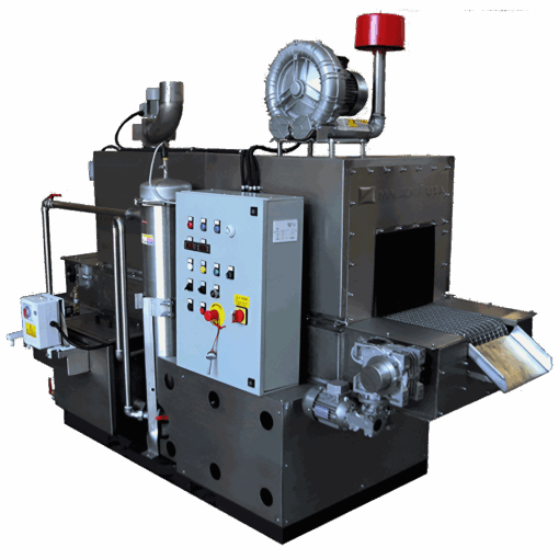 corner view Silver Series S300 In-Line Belt Conveyor Parts Washer