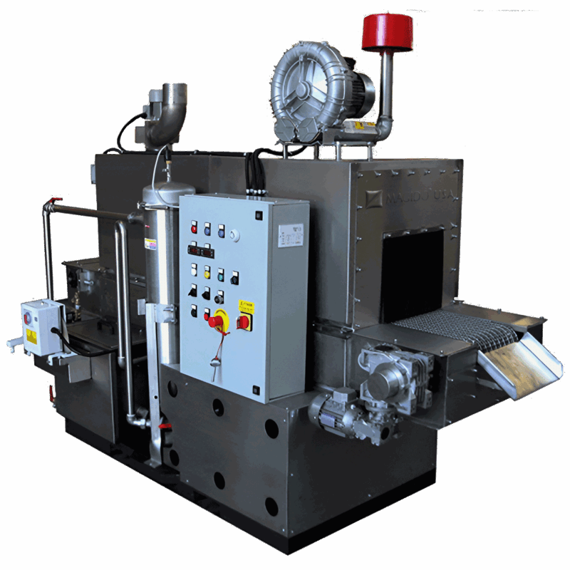 corner view Silver Series S300 In-Line Belt Conveyor Parts Washer